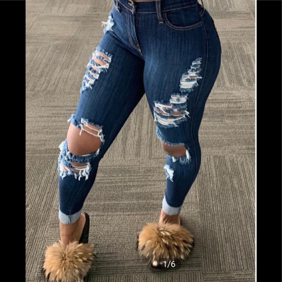 Ripped cutout skinny jeans. - Picture 1 of 7